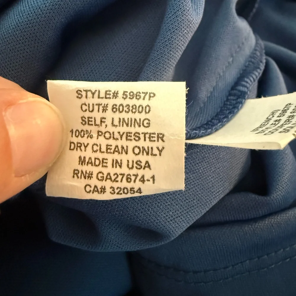 Eva Franco Navy Pleated Dress with White Dots 6P - Picture 3 of 7